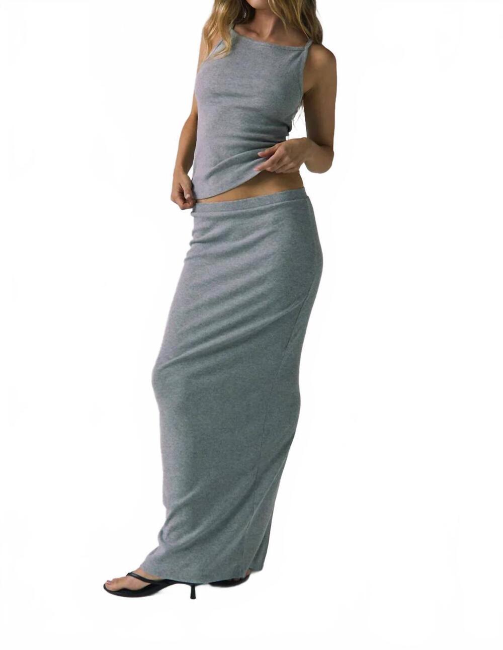 NEW CHASER allure maxi skirt in heather gray